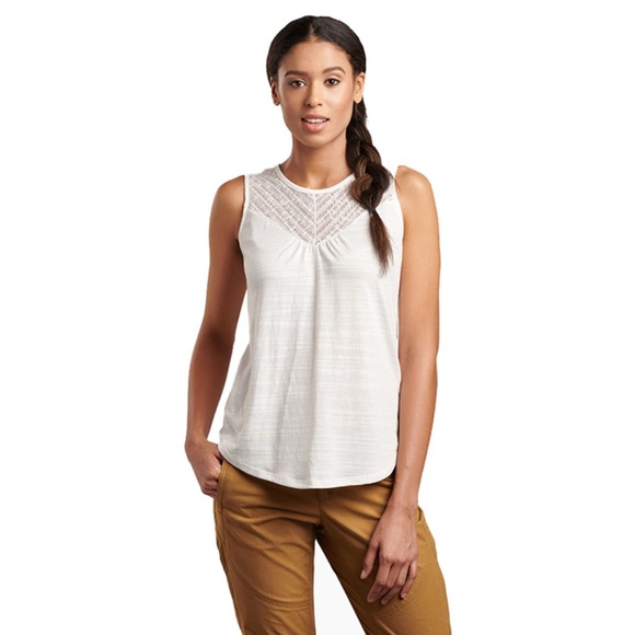 Kuhl Sonia Tank White Knit Lace Seersucker Outdoor Moisture Wicking Activewear - Picture 1 of 12